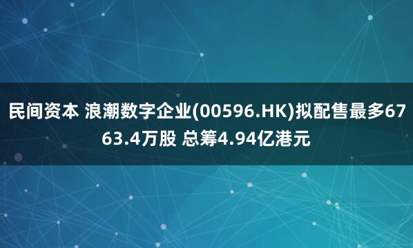 民间资本 浪潮数字企业(00596.HK)拟配售最多6763.4万股 总筹4.94亿港元