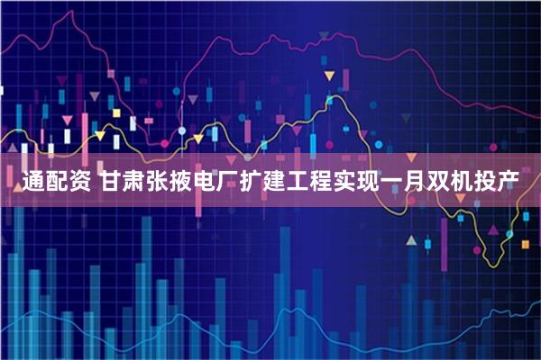 通配资 甘肃张掖电厂扩建工程实现一月双机投产